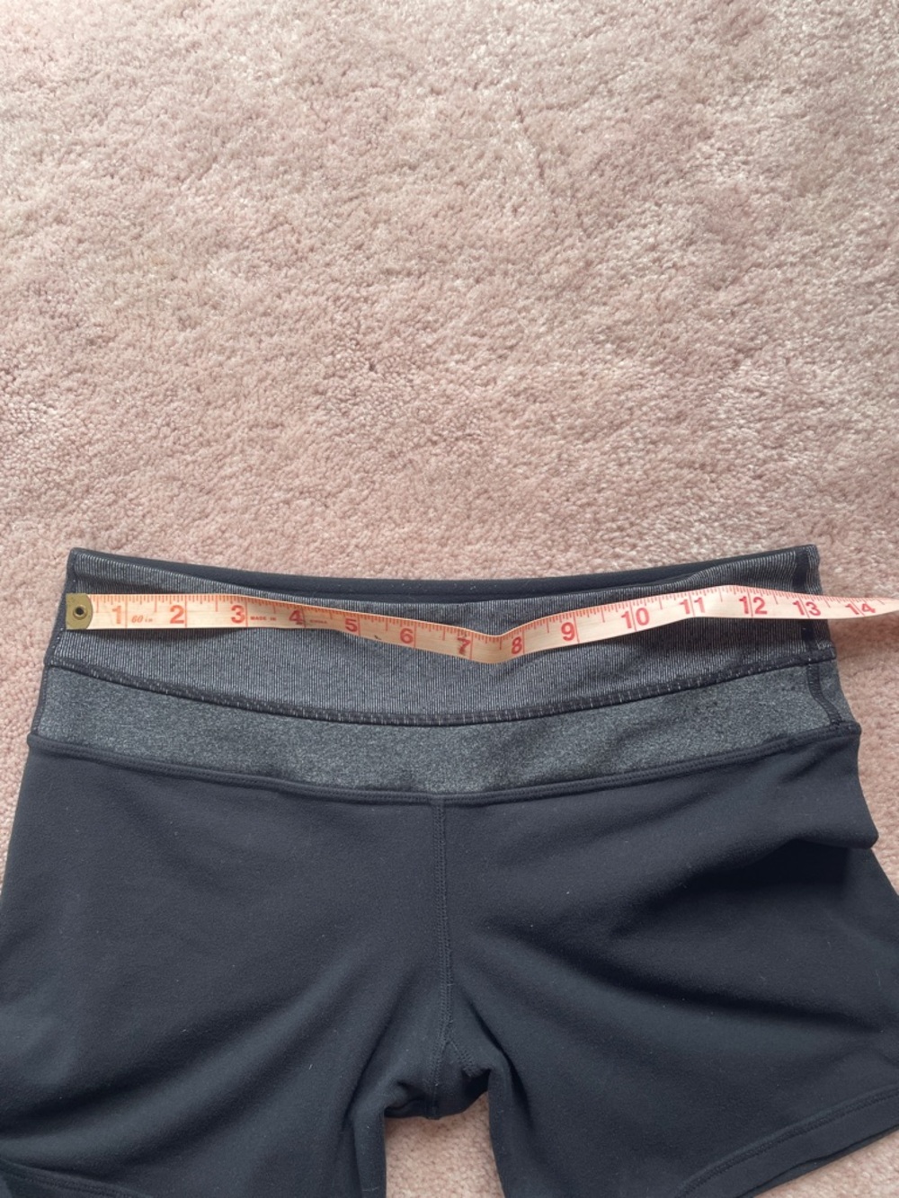 Lululemon Mid-Rise Black Athletic Shorts with Dark Gray Waistband - Picture 4 of 5